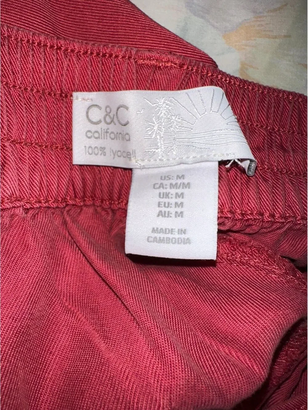C&C California Red Coral Relaxed Fit Casual Women's Pants M